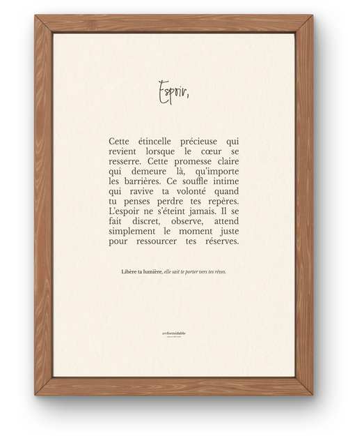 affiche citation espoir areformidable encadrée décoration murale minimaliste