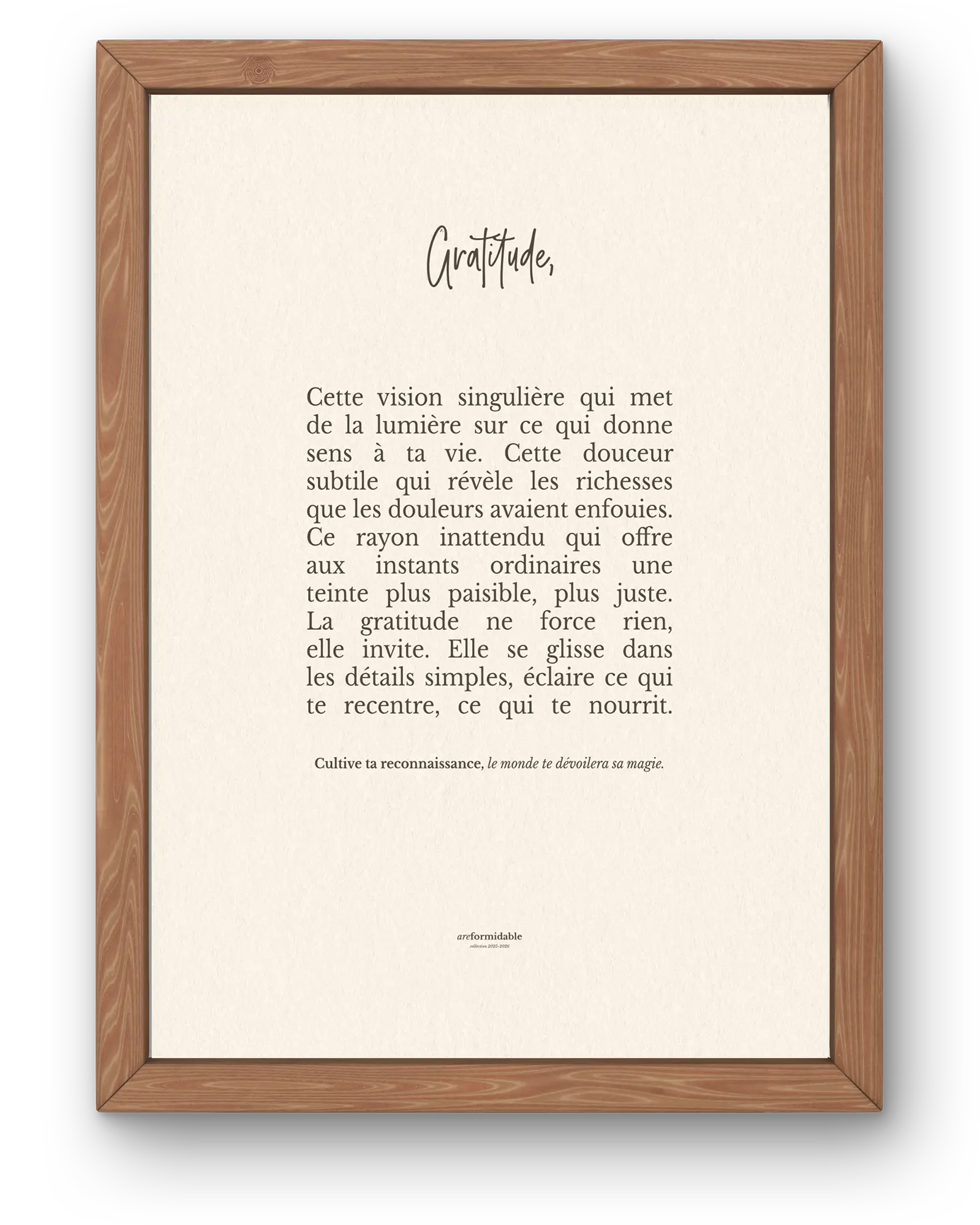 affiche citation gratitude areformidable encadrée décoration murale minimaliste
